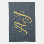 Kleur Goud Monogram Professionele Initiaal Theedoek (Verticaal)
