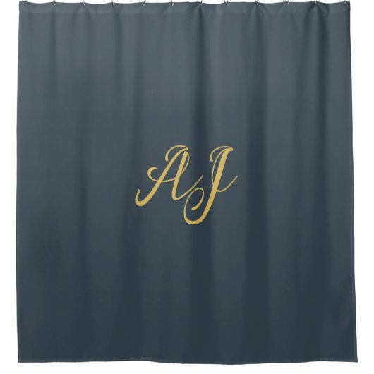 Kleur goudkleurig monogram professioneel initiaal douchegordijn (Voorkant)