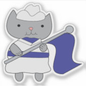 Kleur Guard Cat Blauw Wit Sticker (Voorkant)