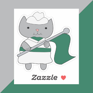Kleur Guard Cat Parade Groen Wit Sticker