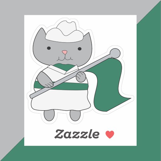 Kleur Guard Cat Parade Groen Wit Sticker