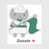 Kleur Guard Cat Parade Groen Wit Sticker (Vel)