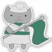Kleur Guard Cat Parade Groen Wit Sticker (Voorkant)