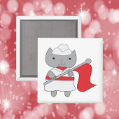 Kleur Guard Cat Rood Wit Magneet