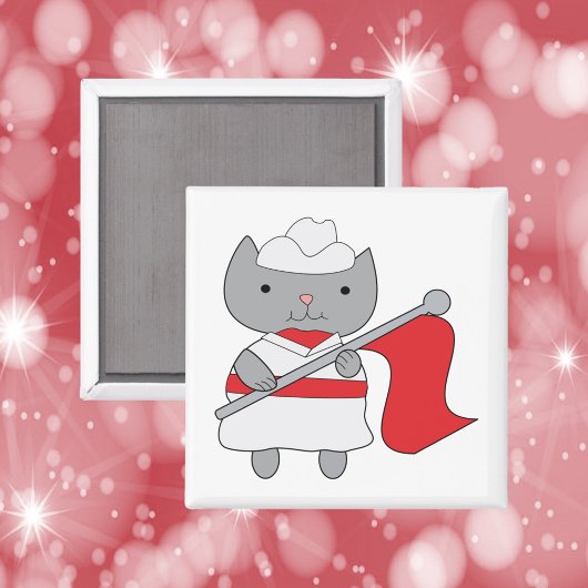 Kleur Guard Cat Rood Wit Magneet