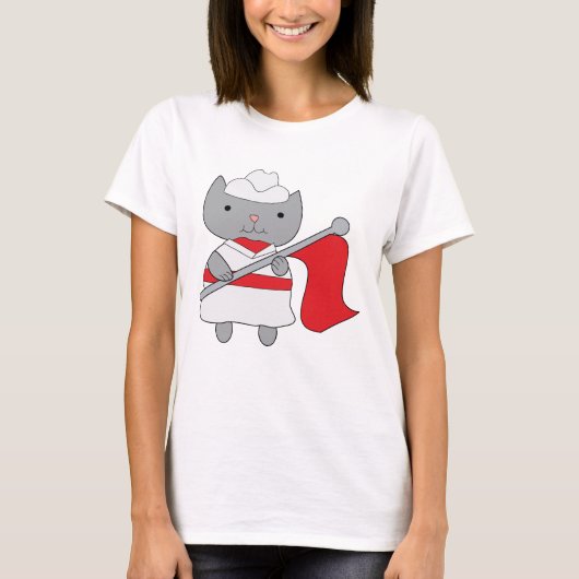 Kleur Guard Cat Rood Wit T-shirt (Voorkant)