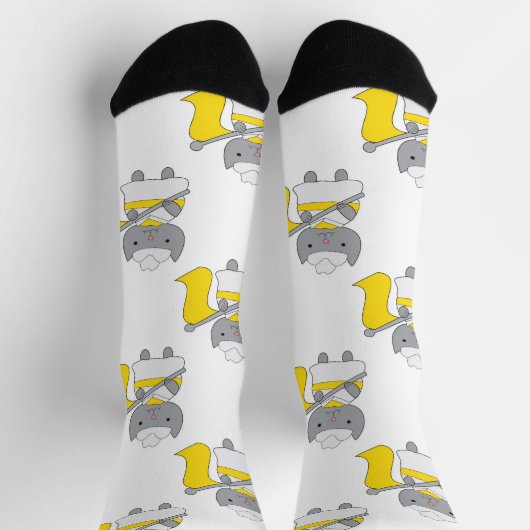 Kleur Guard Kat Geel Wit Patroon Sokken (Top)
