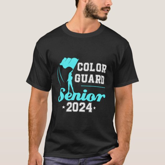 Kleur Guard Senior 2024 Vlaggen Afstuderen High Sc T-shirt (Voorkant)