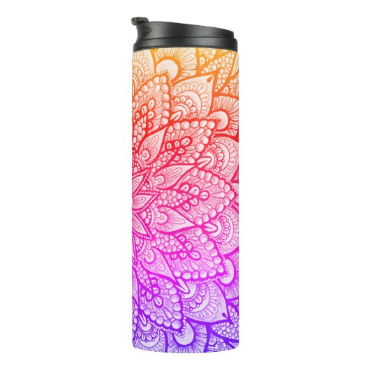Kleur Hand Getekend Mandala Ontwerp Thermosbeker (Geroteerd rechts)