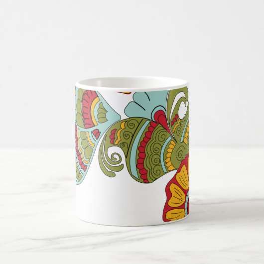 Kleur hand tekening ontwerp koffie mok (Center)