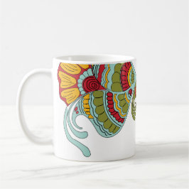 Kleur hand tekening ontwerp koffie mok