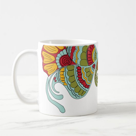 Kleur hand tekening ontwerp koffie mok (Links)