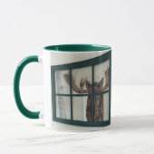 Kleur Handbeschilderd Moose Afbeelding in Venster  Mok (Links)