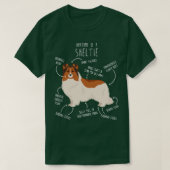 Kleur Headed White Sheltie Shetland Sheepdog Anato T-shirt (Design voorkant)