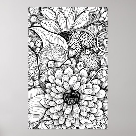 Kleur Het Abstract Daisy Floral Poster (Voorkant)