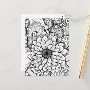 Kleur het Abstracte Daisy Floral Briefkaart