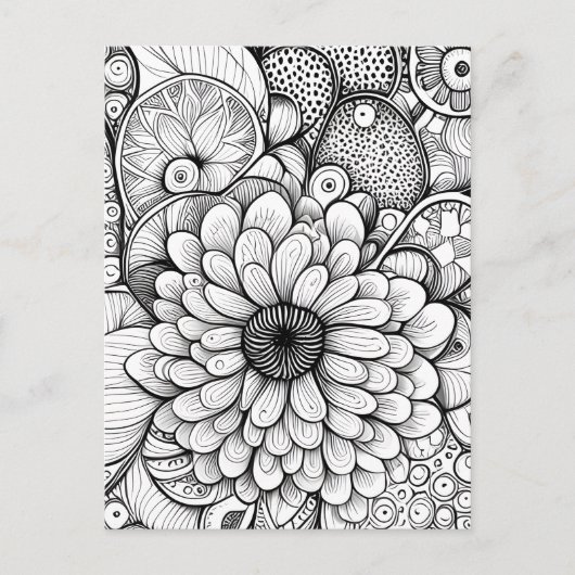 Kleur het Abstracte Daisy Floral Briefkaart (Voorkant)