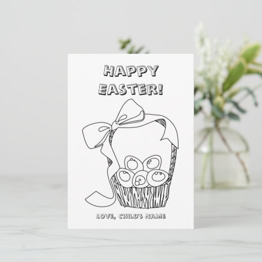 Kleur het Happy Paasmandje (Staand voorkant)