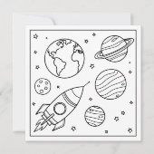 Kleur het! Space Rocket Custom Naam Kind Verjaarda Kaart (Voorkant)