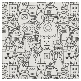 Kleur het zelf Cute robots op wit Stof
