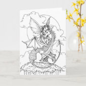 Kleur het zelf Fairy en Dragon Drawing Kaart (Gele Bloem)