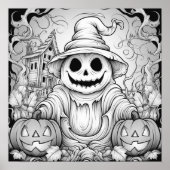 Kleur Het zelf jack-O-Lantern Scarecrow Poster (Voorkant)