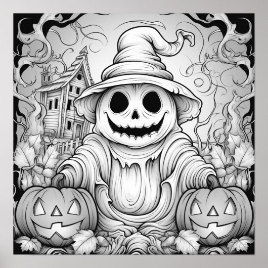 Kleur Het zelf jack-O-Lantern Scarecrow Poster (Voorkant)