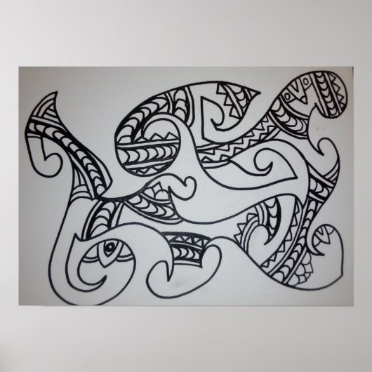 Kleur het zelf Maori-motief Poster (Voorkant)