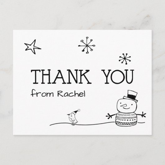 Kleur het zelf Snowman Bedankt Briefkaart (Voorkant)