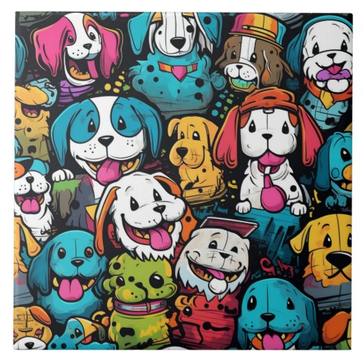 Kleur honden achtergrond tegeltje (Voorkant)