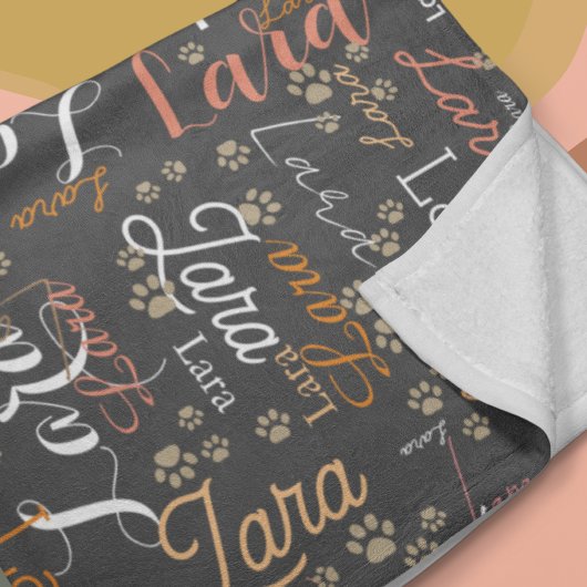 Kleur Hondennaam & Puppy Paws helemaal donkergrijs Fleece Deken