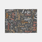 Kleur Hondennaam & Puppy Paws helemaal donkergrijs Fleece Deken (Voorkant (Horizontaal))