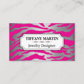 Kleur | Hot-roze zebraafdrukken Visitekaartje (Voorkant)