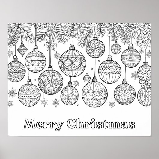 Kleur in Christmas Baubles Ornamenten Leuke kleure Poster (Voorkant)