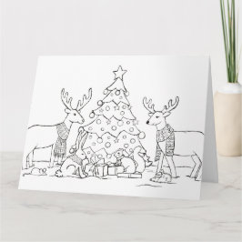 Kleur in dier kerstkaart kaart