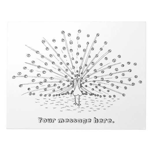 Kleur in een Peacock Tekening Kleurstoffen Notitie Notitieblok (Voorkant)