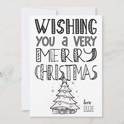 Kleur-in Vrolijk Kerstfeest met Boom (1) Flat Kaart (Voorkant)