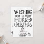 Kleur-in Vrolijk Kerstfeest met Boom (1) Flat Kaart (Voorkant / Achterkant in situ)