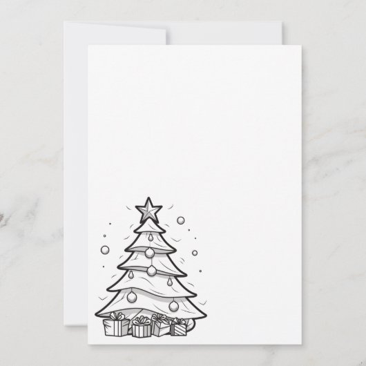 Kleur-in Vrolijk Kerstfeest met Boom (1) Flat Kaart (Achterkant)
