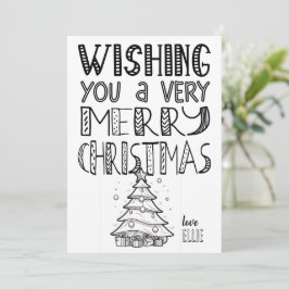 Kleur-in Vrolijk Kerstfeest met Boom (1) Flat Kaart