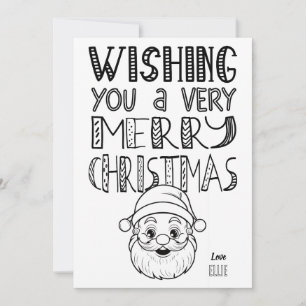 Kleur-in Vrolijk Kerstfeest Santa Flat Kaart