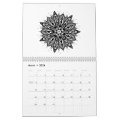 Kleur in zwart-wit kaleidoscoop mandala kalender (Mar 2026)