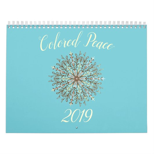 Kleur in zwart-wit kaleidoscoop mandala kalender (Hoes)