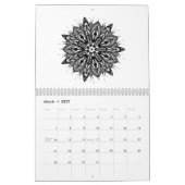 Kleur in zwart-wit kaleidoscoop mandala kalender (Mar 2027)