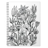 Kleur in zwarte witte bloemkleur notitieboek (Voorkant)