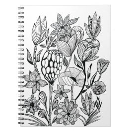 Kleur in zwarte witte bloemkleur notitieboek