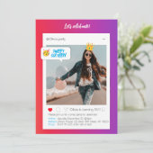 Kleur InstaParty Uitnodiging voor verjaardag (Staand voorkant)