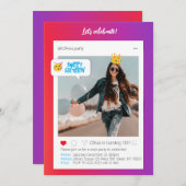 Kleur InstaParty Uitnodiging voor verjaardag (Voorkant / Achterkant)