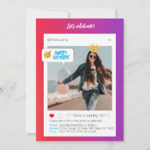 Kleur InstaParty Uitnodiging voor verjaardag