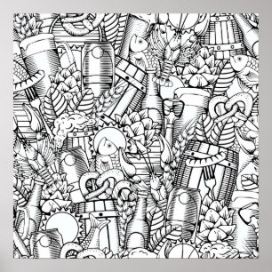 Kleur-it-Poster-bier- en voedingskunst Poster